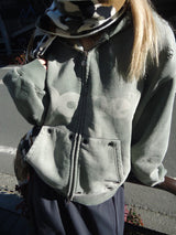 銷毀的拼貼拉鍊連帽衫