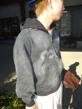 銷毀的拼貼拉鍊連帽衫