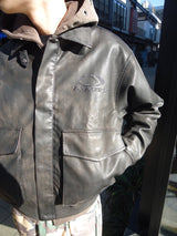 合成皮革短襯衫