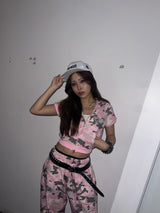 90 Logo Girl Short Sleeve Zip Hoodie