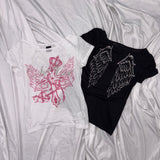 Cross Logo Off-shoulder Sheer Tee