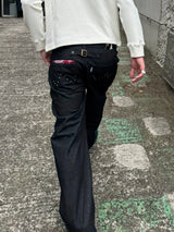 스터드 스트레이트 데님 팬츠