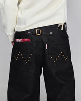 스터드 스트레이트 데님 팬츠