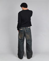 스터드 스트레이트 데님 팬츠