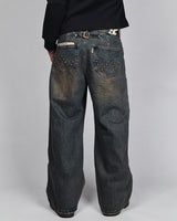 스터드 스트레이트 데님 팬츠