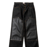 皮革雙膝蓋剛性牛仔布