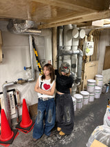 camouflage patch wide denim