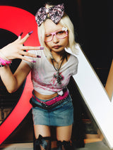 Cross Logo Off-shoulder Sheer Tee