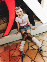 Cross Logo Off-shoulder Sheer Tee