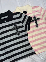 Cross Patch Stripe Polo