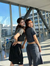 Edge embroidery pigment half pants