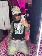 Ninety Girl Logo Glitter Buggy Denim Pants