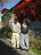 King Logo Slub Denim Buggy Pants