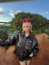 Rcross logo big patch leather blouson