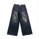 camouflage patch wide denim