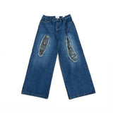 camouflage patch wide denim