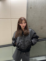 Rcross logo big patch leather blouson