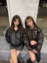 Rcross logo big patch leather blouson