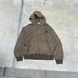 國王徽標樁縫線拉鍊連帽衫