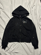 90 Logo Glitter Light Zip Hoodie【9090girl】