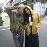 國王徽標樁縫線拉鍊連帽衫