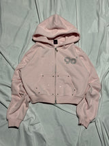 90 Logo Glitter Light Zip Hoodie【9090girl】