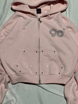 90 Logo Glitter Light Zip Hoodie【9090girl】