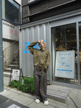 國王徽標樁縫線拉鍊連帽衫