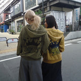 國王徽標樁縫線拉鍊連帽衫