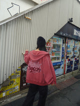 國王徽標樁縫線拉鍊連帽衫