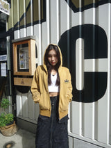 國王徽標樁縫線拉鍊連帽衫