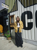 國王徽標樁縫線拉鍊連帽衫