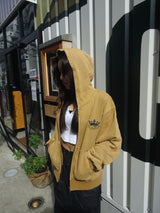 國王徽標樁縫線拉鍊連帽衫