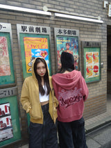 國王徽標樁縫線拉鍊連帽衫