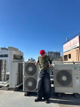 King Logo Slub Denim Buggy Pants