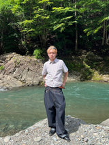 라인 스톤 SS 체크 셔츠