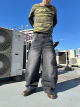 King Logo Slub Denim Buggy Pants