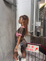 9090girl × umbro Leopard Off Shoulder Tee