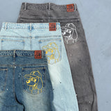 Ruler paint baggy denim