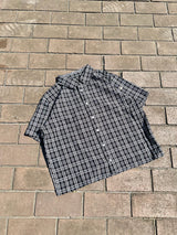 라인 스톤 SS 체크 셔츠