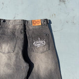 King Logo Slub Denim Buggy Pants