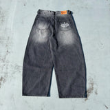 King Logo Slub Denim Buggy Pants