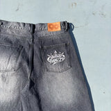 King Logo Slub Denim Buggy Pants