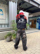 King Logo Slub Denim Buggy Pants