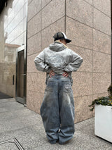 King Logo Slub Denim Buggy Pants