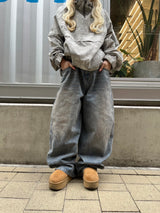 King Logo Slub Denim Buggy Pants