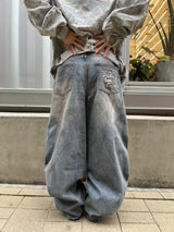 King Logo Slub Denim Buggy Pants