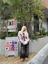 King Logo Slub Denim Buggy Pants