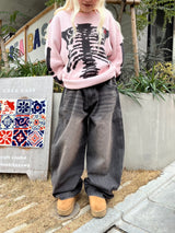 King Logo Slub Denim Buggy Pants