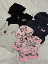 90 Logo Girl Short Sleeve Zip Hoodie